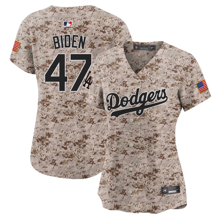 Women Los Angeles Dodgers #47 Trump Camo Stitched 2025 Jersey style 3